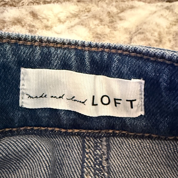 LOFT Blue Button-Front Mini Skirt - Picture 2 of 4